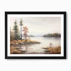A Painting Of A Lake In Autumn 67 Art Print