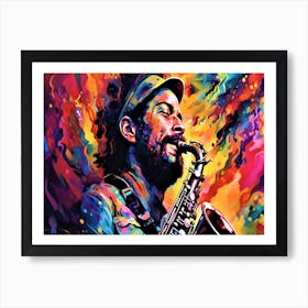 In Love With The Music - Saxophone Player Plays Art Print