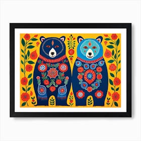 Bear 1 Folk Style Animal Illustration Art Print