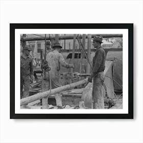 Untitled Photo, Possibly Related To Oil Field Workers Releasing Pipe Wrenches From Drill Pipe, Oil Well, Kilgore, Texas Art Print