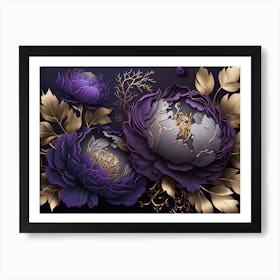 Purple Peonies Elegant Art Print