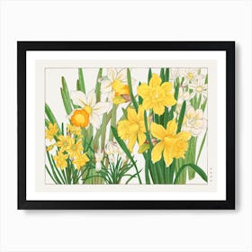 Daffodil Woodblock Painting, Tanigami Kônan Art Print