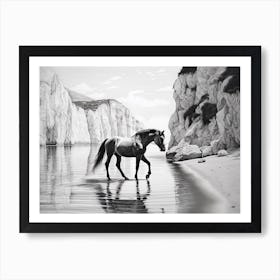 A Horse Oil Painting In Navagio Beach (Shipwreck Beach), Greece, Landscape 1 Art Print