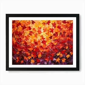 An Abstract Design Of Autumndisplaying A Group Of Maple Leaves With A Brilliant Interplay Of Leaf T 2 1 Art Print