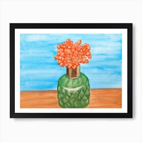 Green Vase With Viburnum Berries Art Print