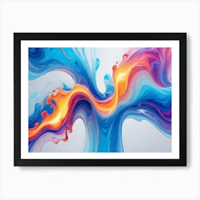 Abstract Image Of Swirling, Fluid Colors In Shades Of Blue, Orange, And Pink, Resembling A Galaxy Or A Cosmic Nebula Art Print