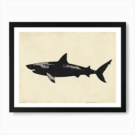 Great White Shark  Grey Silhouette 2 Art Print