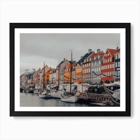 Nyhavn Copenhagen Harbour On A Cloudy Day 2 Art Print