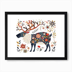 Little Floral Caribou 1 Art Print