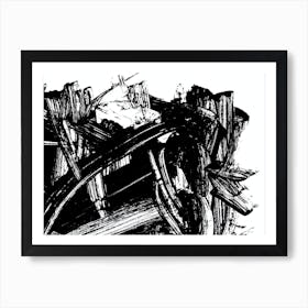 Black And White Artwork. Abstract black paint background. Art Print