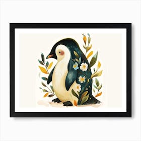 Little Floral Emperor Penguin 1 Art Print