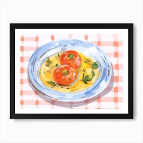 A Plate Of Bell Peppers, Top View Food Illustration, Landscape 2 Art Print