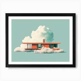 Retro Floating House Art Print