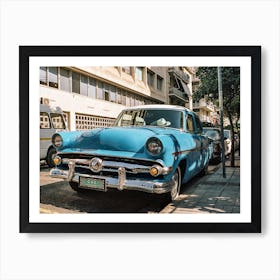 Old Blue Car In Athens Art Print