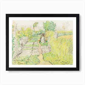 Peasant Woman With Milk Buckets On Her Shoulders, Walking Through A Wheat Field, Jan Toorop Art Print