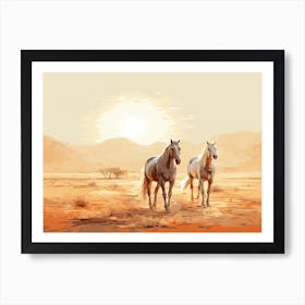 Horses Painting In Namib Desert, Namibia, Landscape 1 Art Print