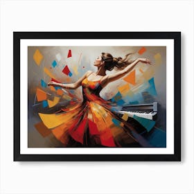 Surreal Dancer At The Piano Art Print