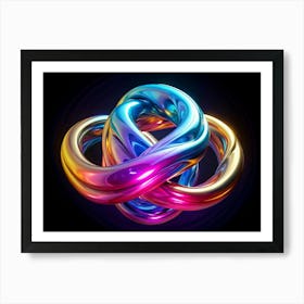 Abstract Intertwined Metallic Rings Art Print