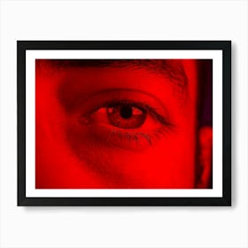 Macro On Man Eye Expressing Serious And Expressionless Expression Art Print