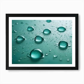 Abstract Image Of A Close Up Of Water Droplets On A Blue, Textured Background Art Print