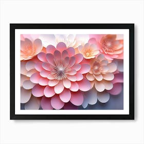 3d Circles Rendering Designative 3d Photo illustration Flower Art Print