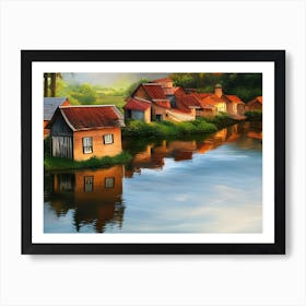 Village By The River Art Print