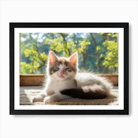 Kitten Sleeping In The Sun Art Print