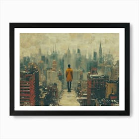 Urban Rhapsody: Collage Narratives of New York Life. Man On Ledge Art Print