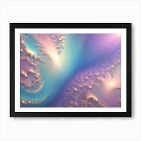 Abstract Image Of A Swirling, Pastel Colored Background With Iridescent Structures, Resembling A Nebula Or A Cosmic Landscape Art Print