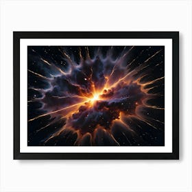 A Stunning, Cosmic Image Of A Bright, Golden Explosion In A Dark, Starry Space, Resembling A Supernova Or A Star Birth Art Print