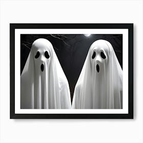 Halloween Couple Holding Pumpkins With Carved Faces Art Print