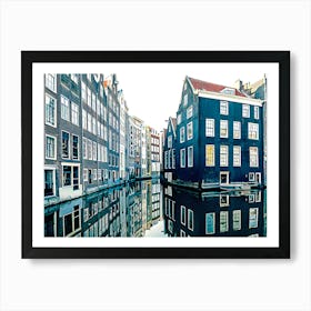 Traditional Dutch Houses Reflecting In The Canal, Amsterdam, Netherlands Art Print