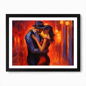 Couple Dancing At Night in Buenos Aires Art Print