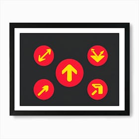 An Abstract Set Of Flat Design Navigation Icons Consisting Of Pointer With Red And Yellow Color Sche (2) Art Print