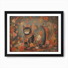 Cat In Autumn Art Print