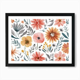 Watercolor Flowers Art Print