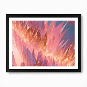 Abstract Image Of A Cluster Of Pink, Crystalline Structures, Resembling A Sharp, Jagged Landscape Art Print