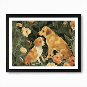 Floral Animal Illustration Dog 2 Art Print