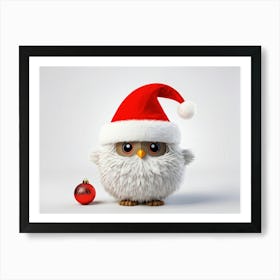 Bubo A Fluffy Winter Stylized Illustration As A Decorative Object For December Donned In A Festive 2 1 Art Print