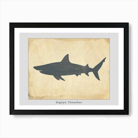 Bigeye Thresher Shark Grey Silhouette 6 Poster Art Print