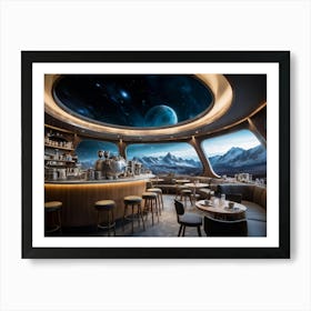 Hyper Realistic Visualization Of A Nordic Style Coffee Shop Snugly Nestled In The Heart Of A Spaces Art Print