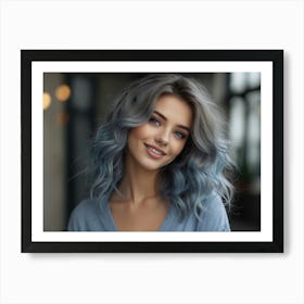Blue Haired Woman 1 Art Print