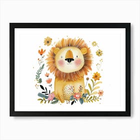 Little Floral Lion 3 Art Print