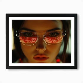 Girl In Red Glasses Art Print