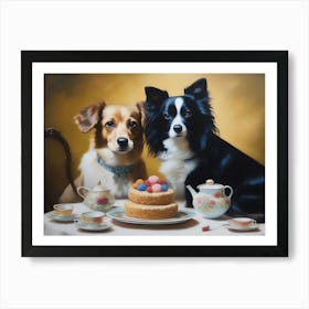 Two Dogs At Tea Art Print