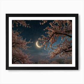 Moon And Cherry Blossoms 1 Art Print