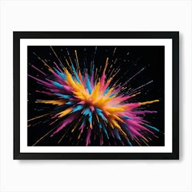 Abstract Image Of A Colorful Explosion Of Paint, Creating A Dynamic And Energetic Visual Effect Against A Black Background Art Print