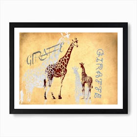 Giraffe Art Illustration In Painting Digital Style 01 Art Print