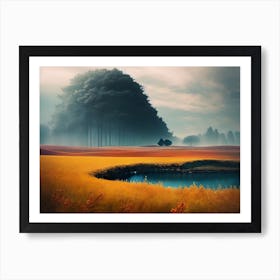 Pond In A Field Poster