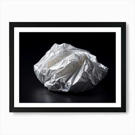 Crumpled Plastic Wrapper Casting Faint Shadows On A Clean Pitch Black Background Macro Perspective (1) Art Print